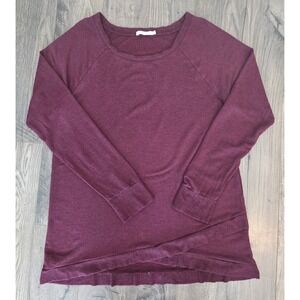 Women's Burgundy Wine Modal Tulip Hem Raglan Top sz Large Spring Fall Weekend